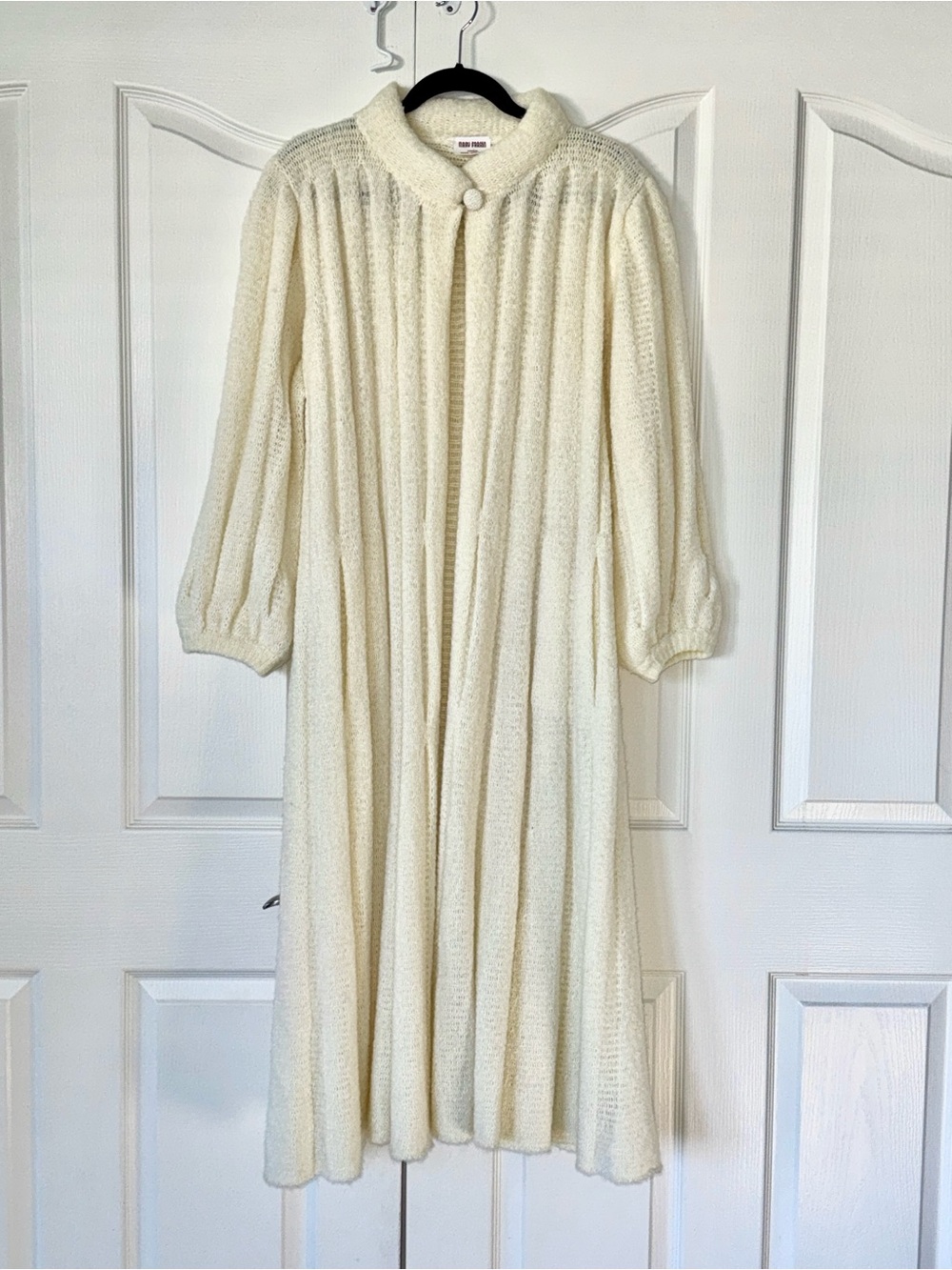 RARE70s Mary Farrin Mohair Knit Duster Coat Cream Long ONCE IN A LIFETIME PIECE.